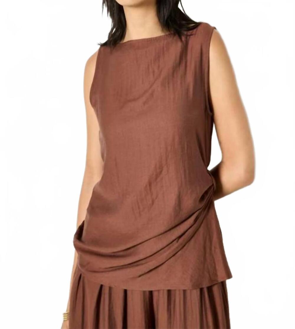 NEW APRICOT side knot detail high neck top in brown